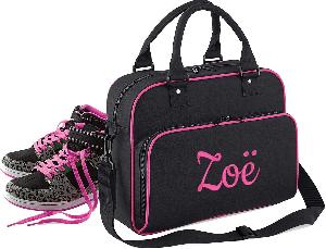 Bekijk leuke cadeautip : Turntas zwart / fuchsia met naam geborduurd |gepersonaliseerd